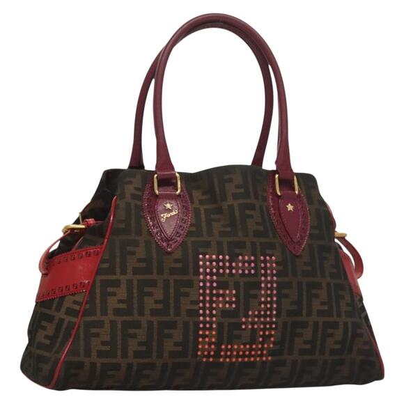 FENDI Zucca Canvas Tote Bag Black Gold Brown - Picture 1 of 12